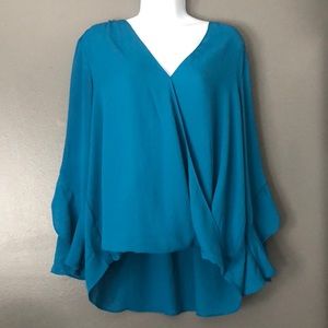 INC PXL Surplice Top V-neck Ruffle Sleeve